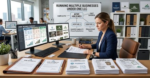 entrepreneur managing multiple businesses under one LLC structure